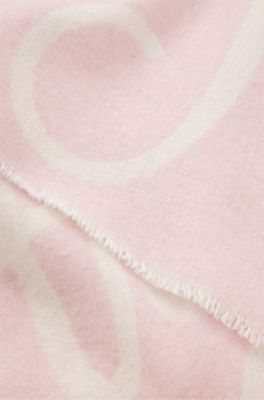 Wool-blend scarf with logo jacquard, light pink