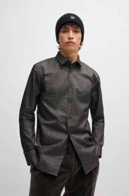 Hugo Boss Camisa extra slim fit de algodón con logos en jacquard