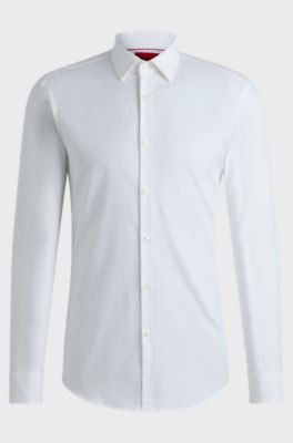 Slim-fit shirt in logo-chain cotton jacquard, White