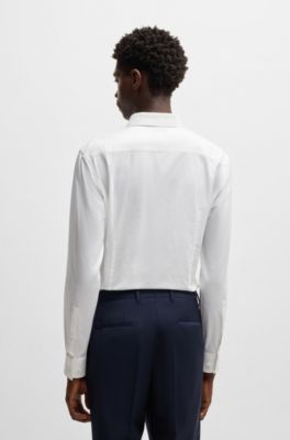 Slim-fit shirt in logo-chain cotton jacquard, White