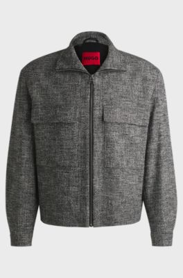Modern-fit jacket in moulin&eacute; tweed, Grey
