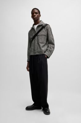 Modern-fit jacket in moulin&eacute; tweed, Grey