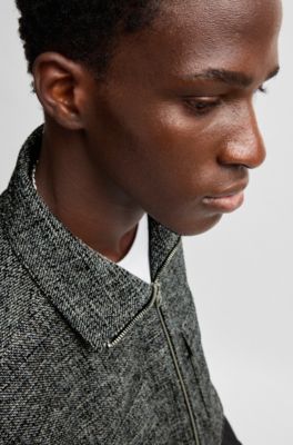 Modern-fit jacket in moulin&eacute; tweed, Grey