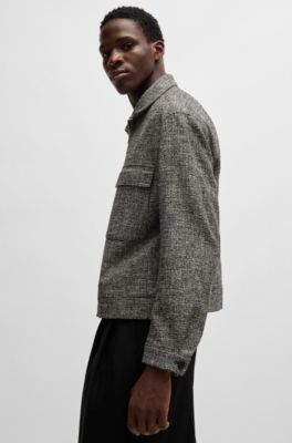 Modern-fit jacket in moulin&eacute; tweed, Grey