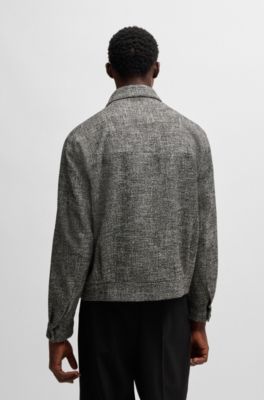 Modern-fit jacket in moulin&eacute; tweed, Grey