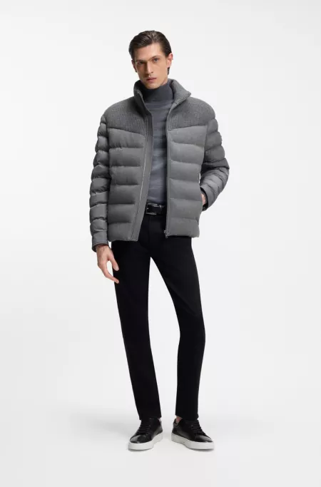 Veste déperlante en matières mélangées