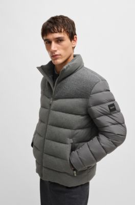 Water-repellent jacket in mixed materials, Grey