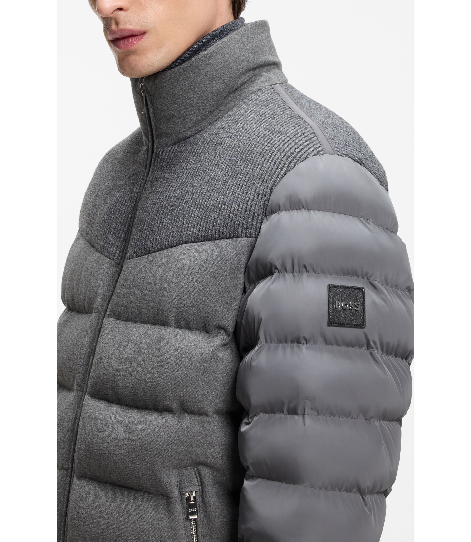 BOSS - はっ水ジャケット ミックスマテリアル - グレー