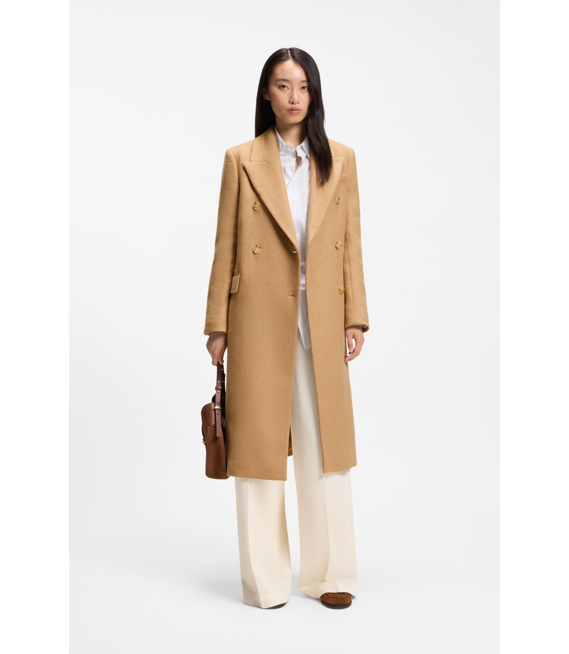 ÉDIFICE ベージュ ダブルブレスト ロングコート BOSS - ロングコート ツイル ダブルブレスト - ベージュ