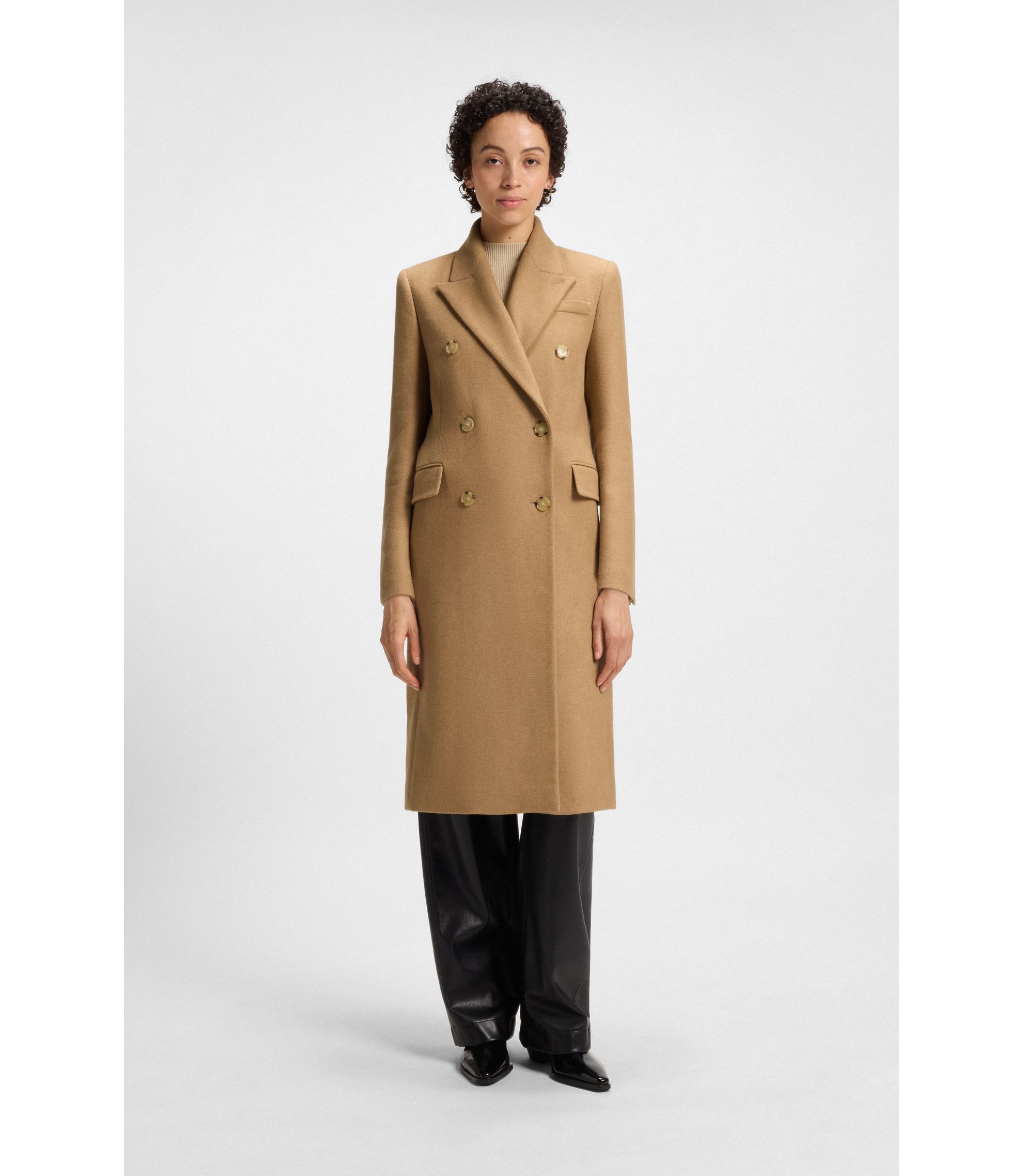 HUGO BOSS ロロピアーナ カシミヤ100% ロングダブルチェスターコート 美品✨ヒューゴボス ロロピアーナ ダブルチェスターコート