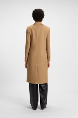Cappotto lungo in twill con chiusura doppiopetto, Beige