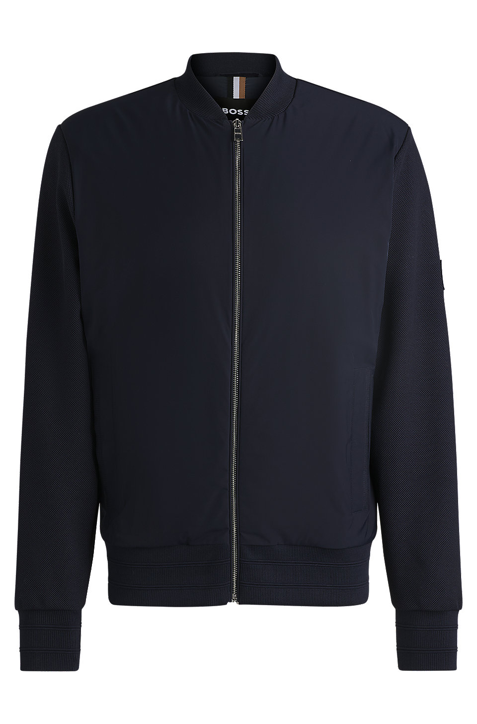 BOSS - Hybrid zip-up sweatshirt with padded panel - Dark Blue BOSS - Hybrid zip-up sweatshirt with padded panel - Dark Blue