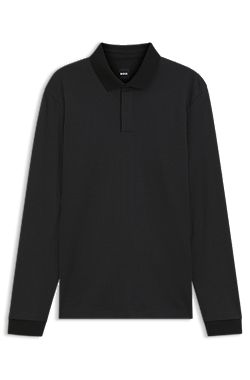 Long-sleeved polo shirt in cotton with concealed placket