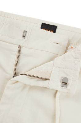 Stretch-cotton trousers with drawcord waist, White