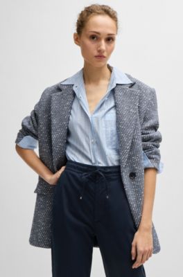 Stretch-cotton trousers with drawcord waist, Dark Blue