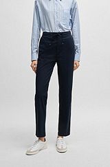 Stretch-cotton trousers with drawcord waist, Dark Blue