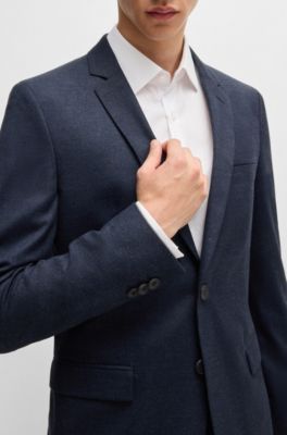 HUGO - Extra-slim-fit suit in performance-stretch flannel - Blue