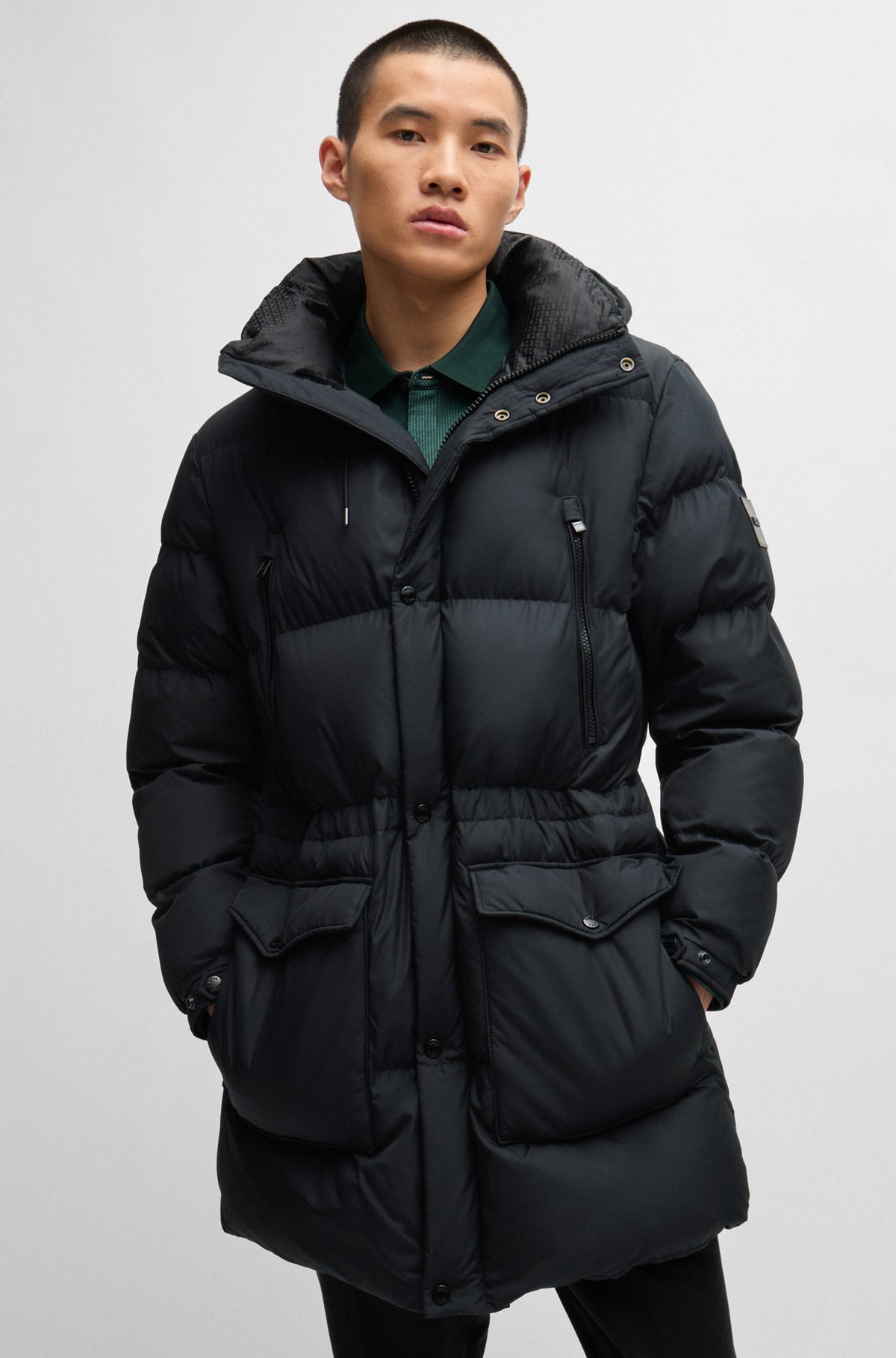 BOSS - はっ水パファージャケット ロゴディテール - ブラック BOSS - はっ水パファージャケット ロゴディテール - ブラック