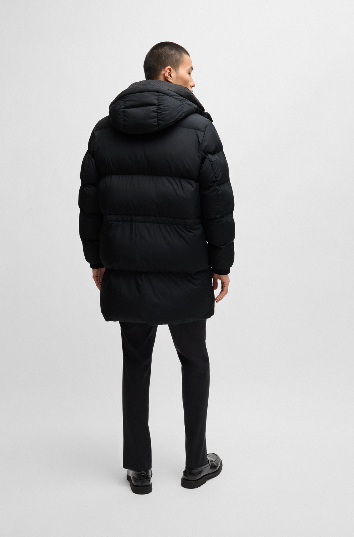BOSS - はっ水パファージャケット ロゴディテール - ブラック BOSS - はっ水パファージャケット ロゴディテール - ブラック