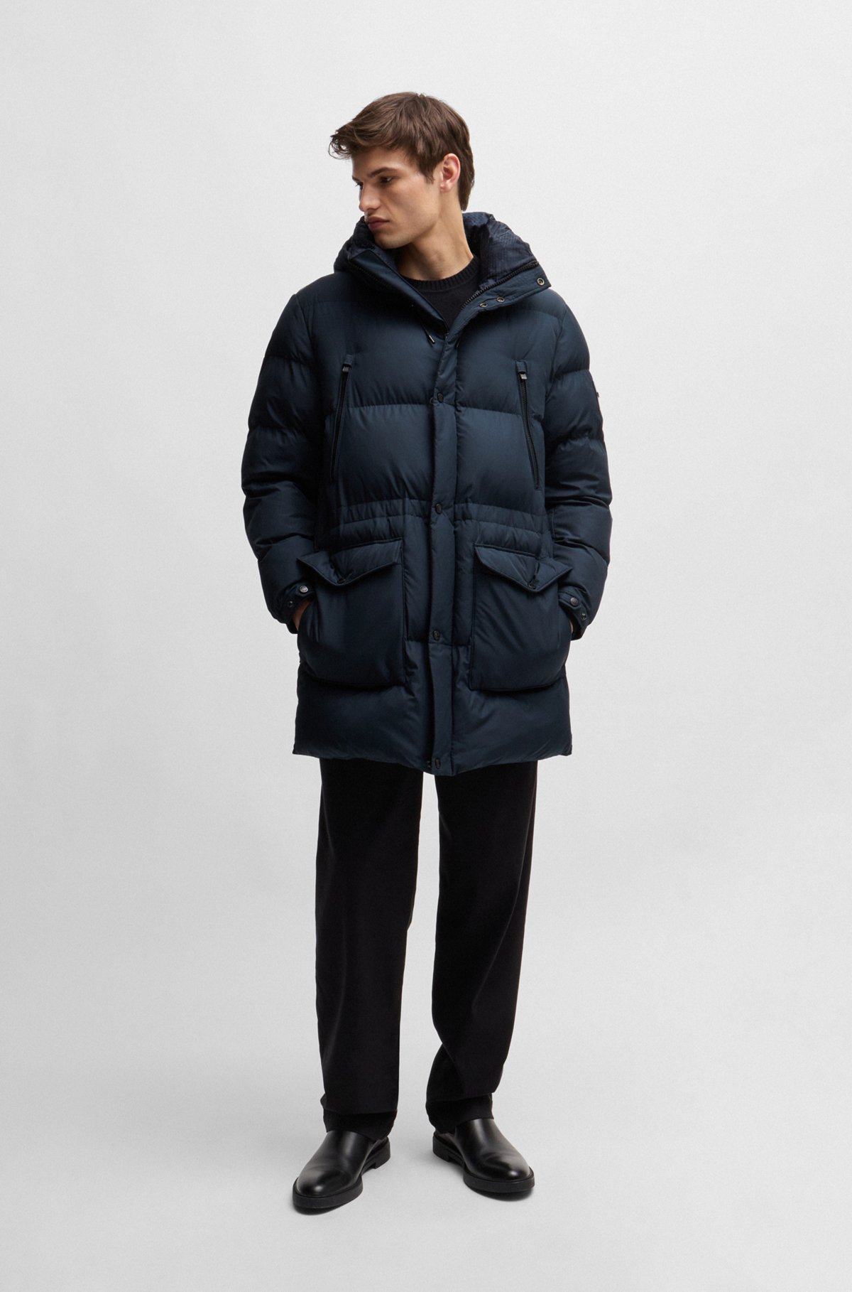BOSS - はっ水パファージャケット ロゴディテール - ダークブルー BOSS - はっ水パファージャケット ロゴディテール - ダークブルー
