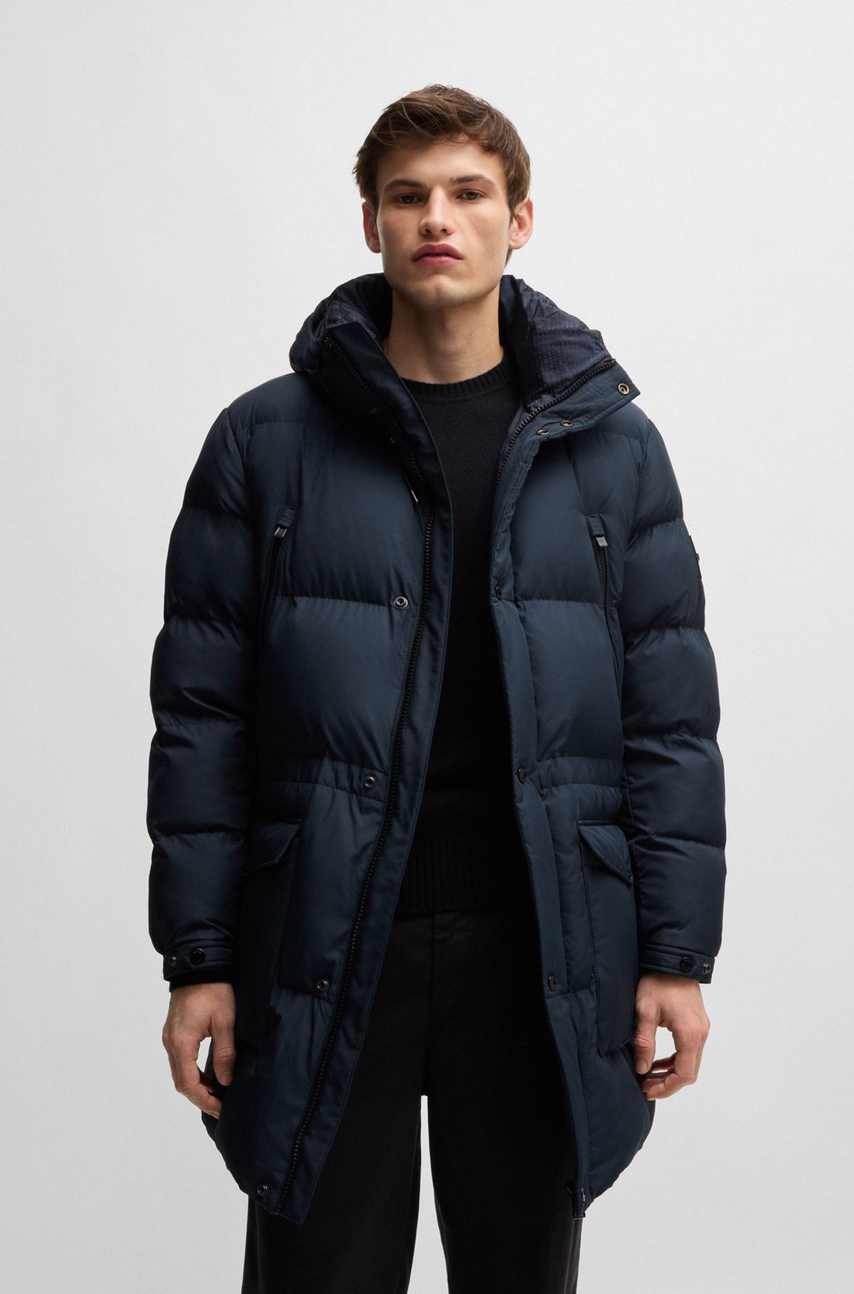 BOSS - はっ水パファージャケット ロゴディテール - ダークブルー BOSS - はっ水パファージャケット ロゴディテール - ダークブルー