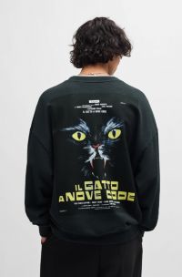 Sweatshirt aus Baumwoll-Terry mit 70er-Jahre-Filmgrafik, Schwarz