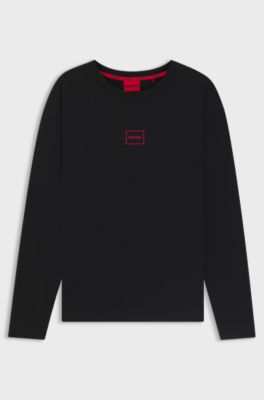 T-shirt in cotone elasticizzato con logo stampato, Nero