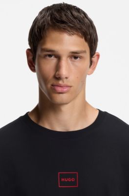 Top de v&ecirc;tements de d&eacute;tente en coton stretch &agrave; logo, Noir