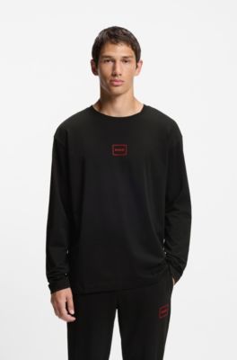 Top de v&ecirc;tements de d&eacute;tente en coton stretch &agrave; logo, Noir