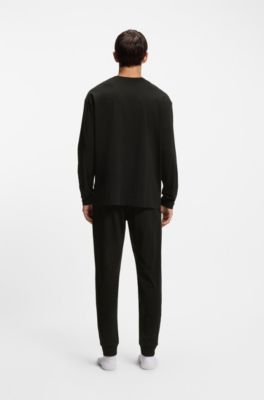Top de v&ecirc;tements de d&eacute;tente en coton stretch &agrave; logo, Noir