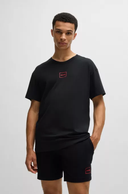 Stretch-cotton T-shirt with logo print