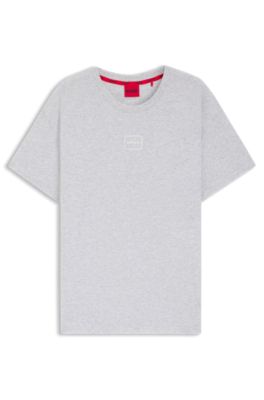 Stretch-cotton T-shirt with logo print, Light Grey