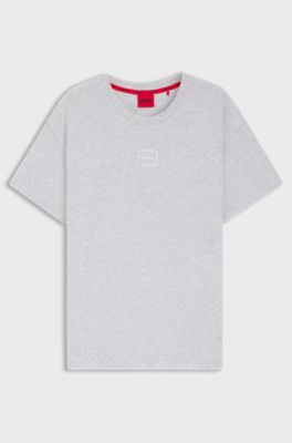 Stretch-cotton T-shirt with logo print, Light Grey