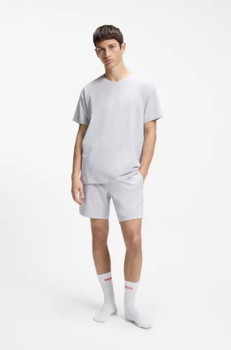 Stretch-cotton T-shirt with logo print