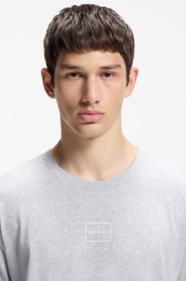 Relaxed-fit T-shirt in stretch cotton with logo print, Light Grey