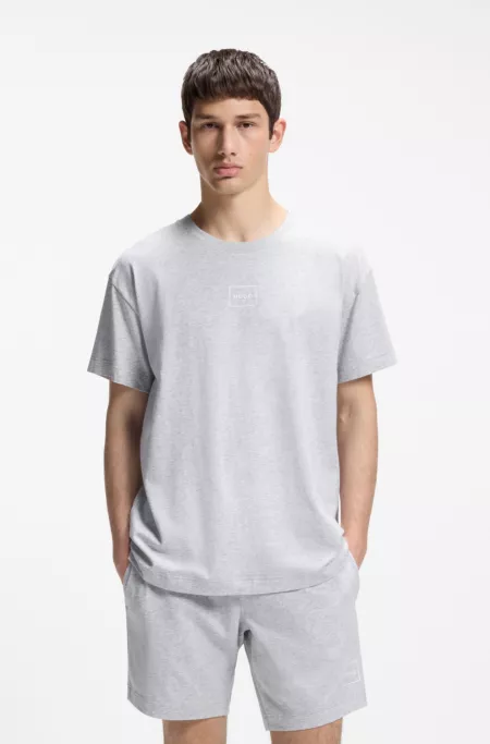 Stretch-cotton T-shirt with logo print