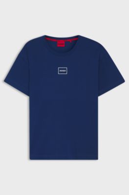 Relaxed-fit T-shirt in stretch cotton with logo print, Blue
