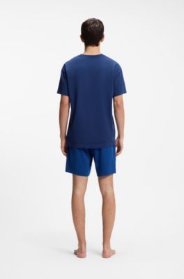 Relaxed-fit T-shirt in stretch cotton with logo print, Blue