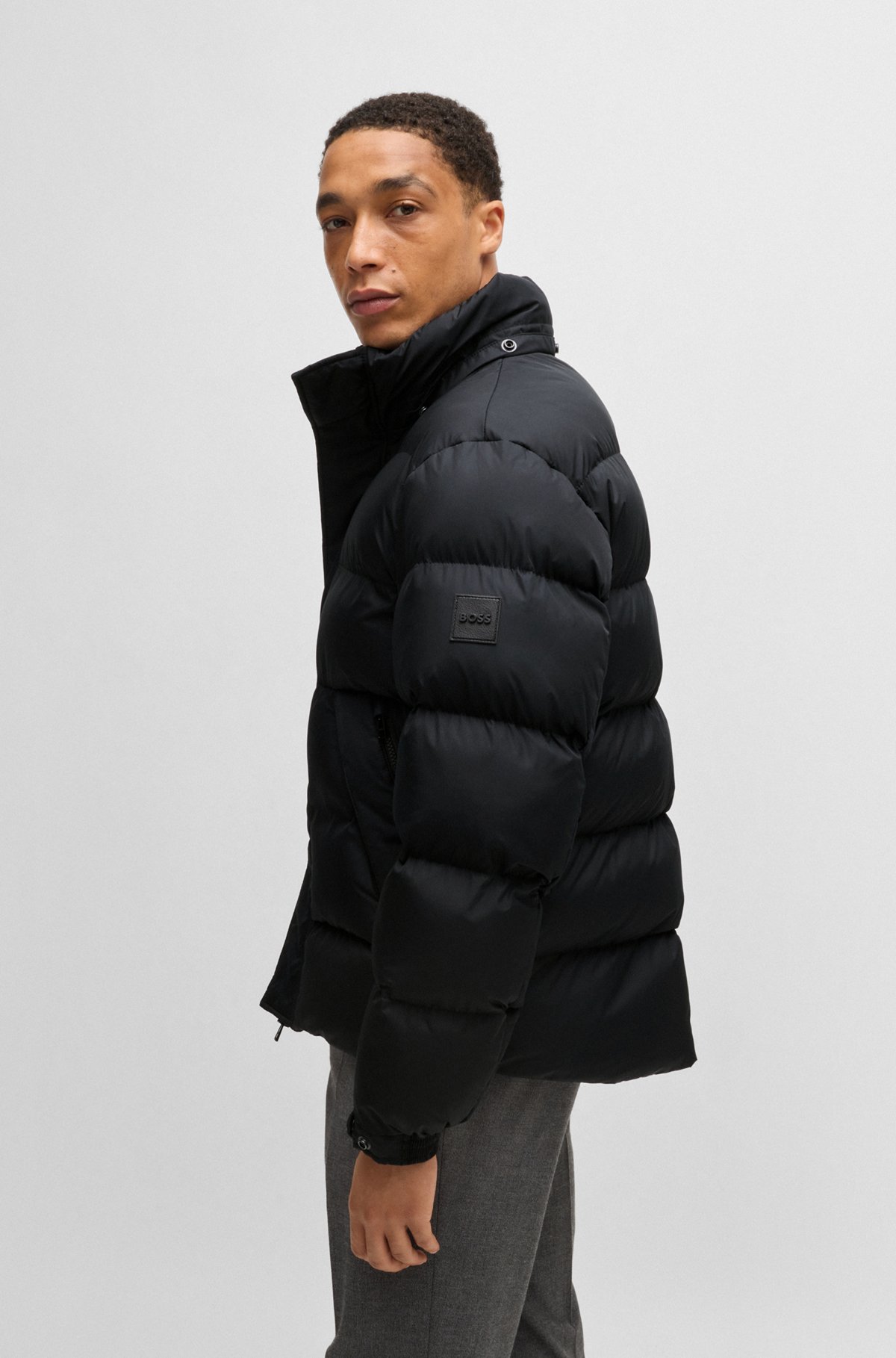 BOSS - はっ水 パファージャケット デタッチャブルフード - ブラック BOSS - はっ水 パファージャケット デタッチャブルフード - ブラック