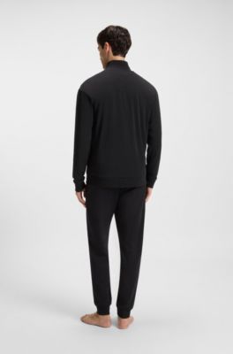 Relaxed-fit jacket in stretch cotton with frame logo, Black