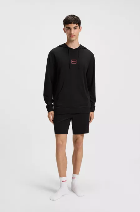 Stretch-cotton shorts with framed logo print