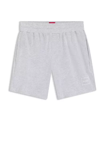 Stretch-cotton shorts with framed logo print