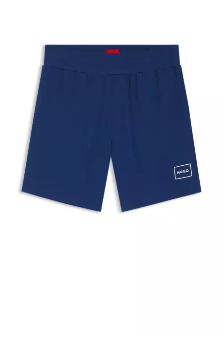 Stretch-cotton shorts with framed logo print