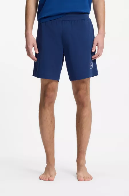 Stretch-cotton shorts with framed logo print