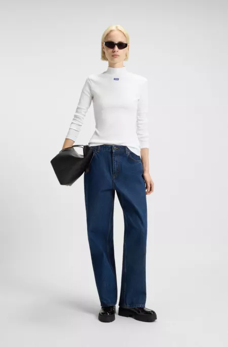 Haut en coton stretch avec logo bleu