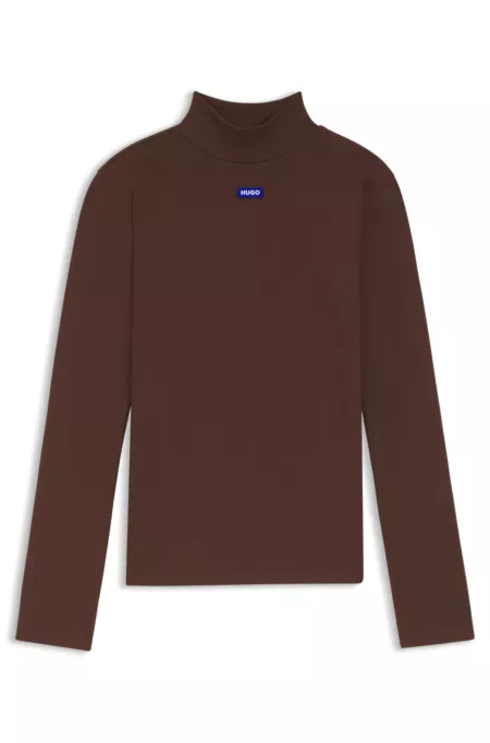 Mock-neck logo top