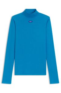 Stretch-cotton top with blue logo, Blue