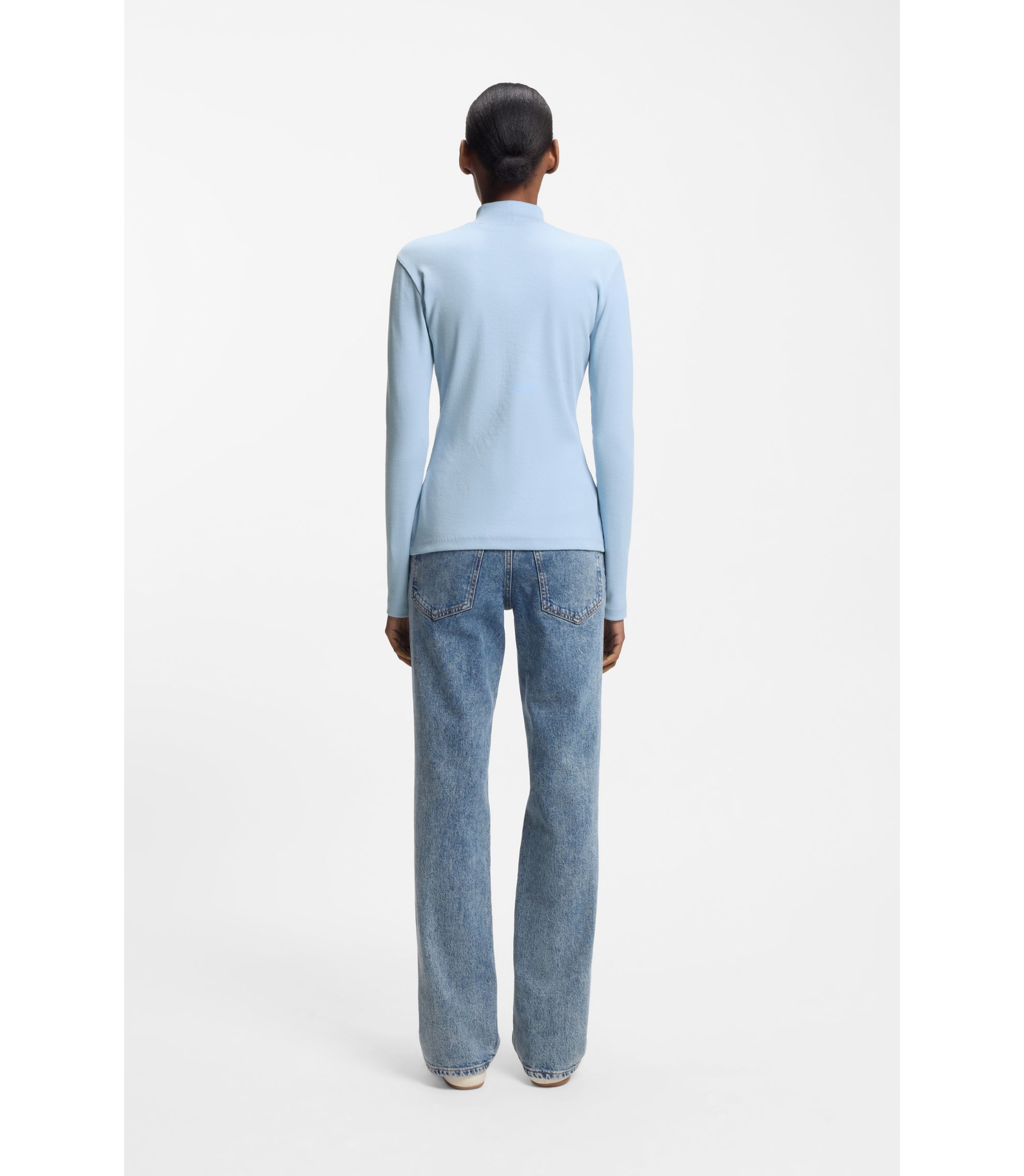 Top aus Stretch-Baumwolle mit blauem Logo