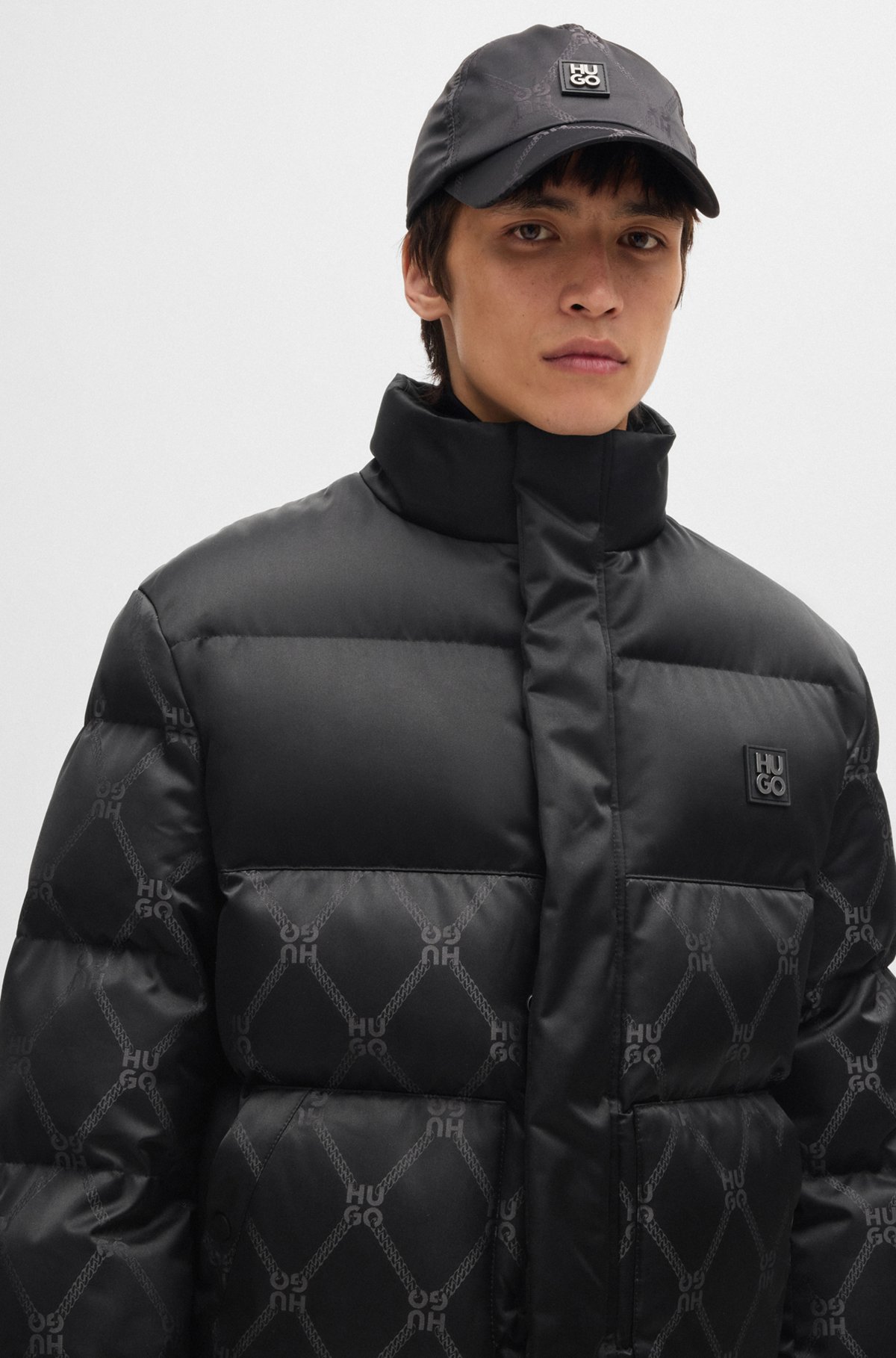 HUGO - Water-repellent puffer jacket with signature jacquard HUGO - Water-repellent puffer jacket with signature jacquard