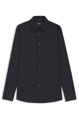 Boss Slim-fit shirt in cotton-blend stretch poplin kostymskjortor herr – bild 4